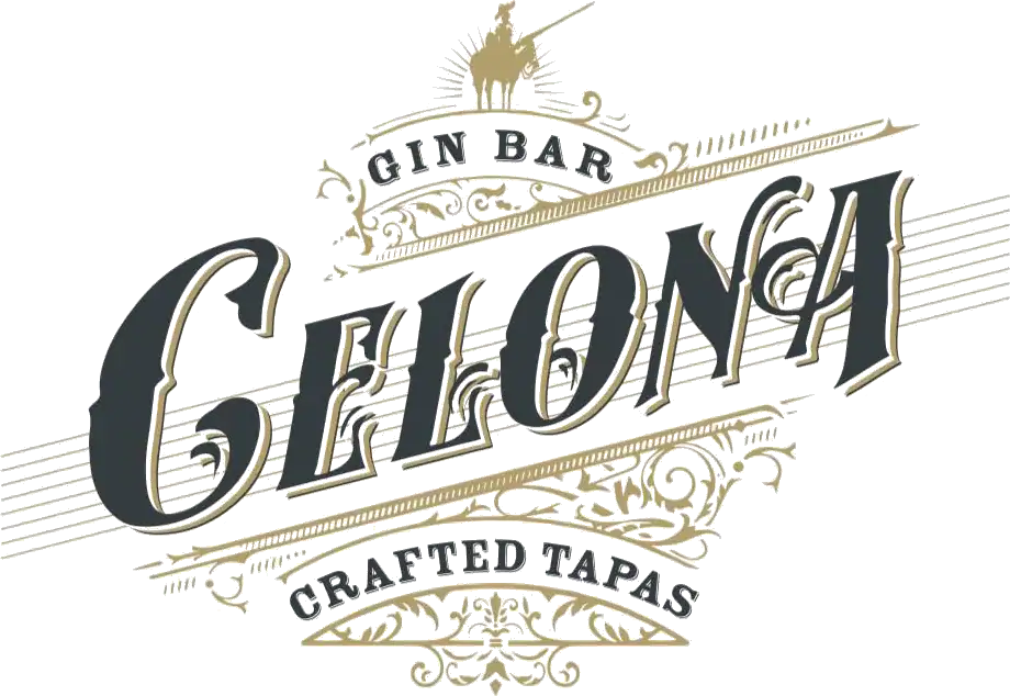 Célona Gin Bar logo with elegant gold and black design.